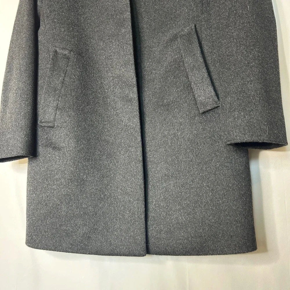 Uniqlo Coat S Wool Cashmere Blend Dark Gray‎ Stand Collar Overcoat Womans